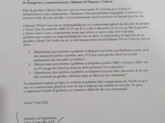 Partido AVP ta denuncia cu prijs di gasolin ta strangulando tur hende